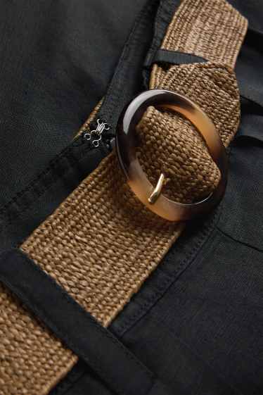 Damen - Rock mit Gürtel - Leinen-Mix - schwarz