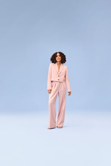 Women - Business trousers - high-rise waist - regular fit - rose
