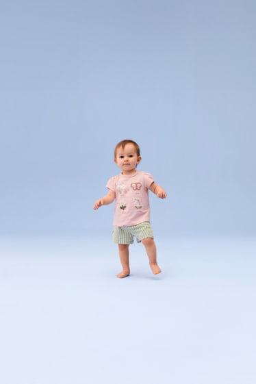 Bébés filles - Lot de 3 - petites fleurs - shorts en molleton pour bébé - blanc / rose