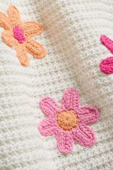 Children Girls - Floral - knitted dress - white