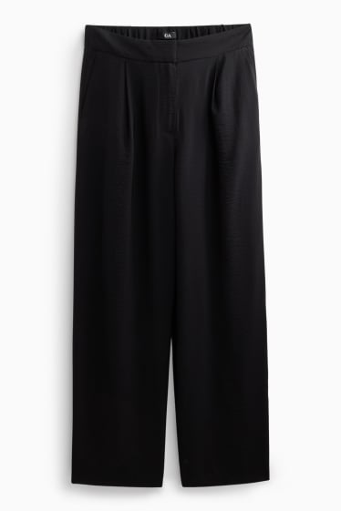 Dona - Pantalons de tela - high waist - wide leg - negre