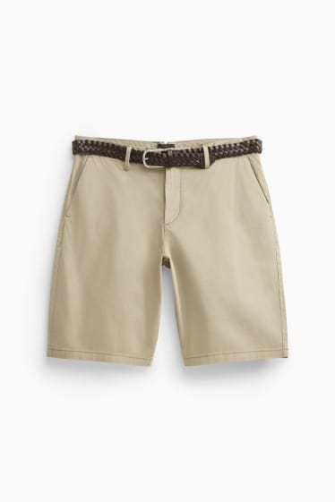 Pánské - Šortky s páskem - béžová