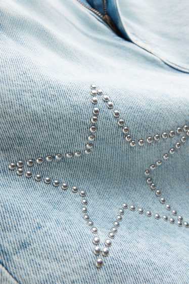 Kinder Mädchen - Sterne - Jeansrock mit Strasssteinen - hellblau