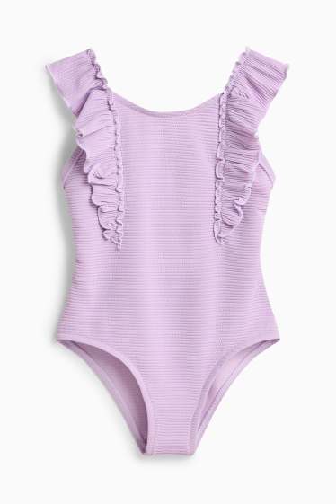 Children Girls - Swimsuit - ribbed - LYCRA® XTRA LIFE™ - purple