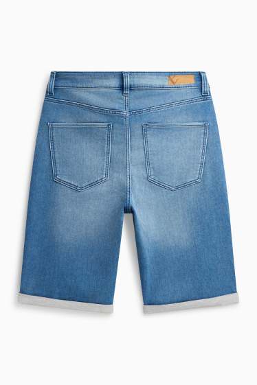 Damen - Jeans-Bermudas - Mid Waist - blau
