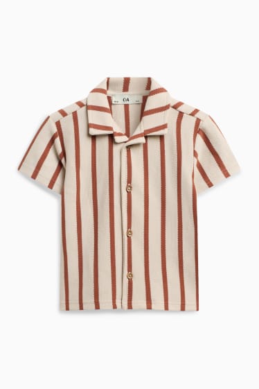 Kinder Jungen - Hemd - gestreift - strukturiert - braun / beige