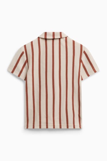 Kinder Jungen - Hemd - gestreift - strukturiert - braun / beige