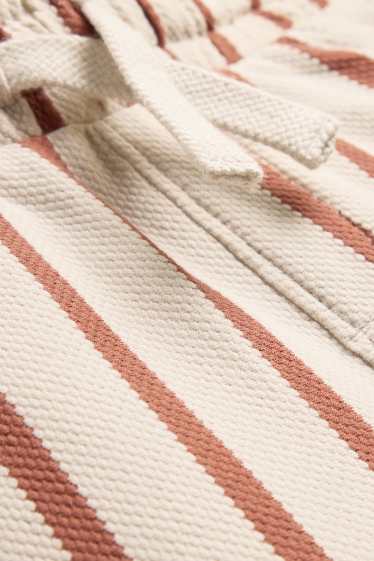 Children Boys - Bermuda shorts - striped - textured - beige / brown