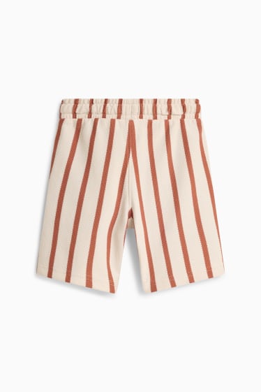 Children Boys - Bermuda shorts - striped - textured - beige / brown