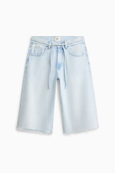 Femmes - Short en jean - mid waist - relaxed fit - jean bleu clair