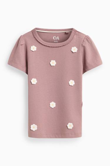 Bébés filles - Petites fleurs - T-shirt bébé en crochet - rose