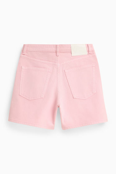 Damen - Mom Jeans-Shorts - Mid Waist - LYCRA® - rosa