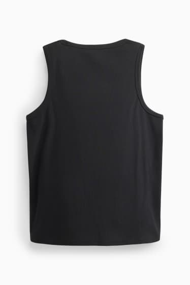 Damen - Top - gerippt - schwarz