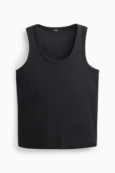 Damen - Top - gerippt - schwarz