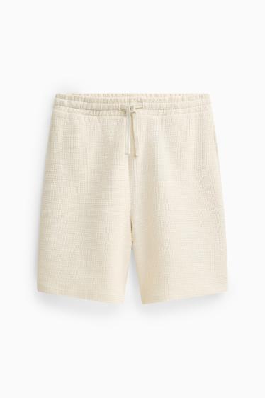 Herren - Sweatshorts - strukturiert - cremeweiß