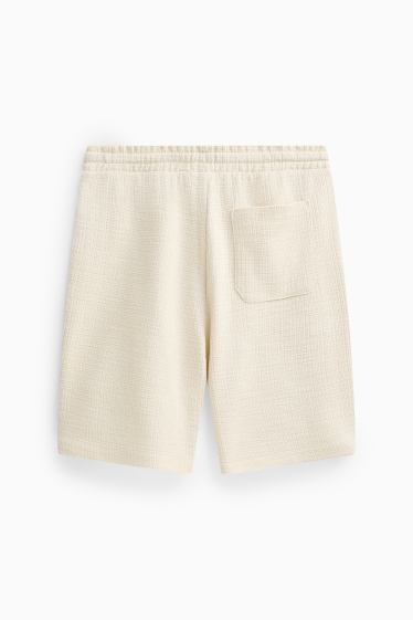 Herren - Sweatshorts - strukturiert - cremeweiß