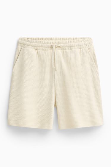 Herren - Sweatshorts - strukturiert - cremeweiß