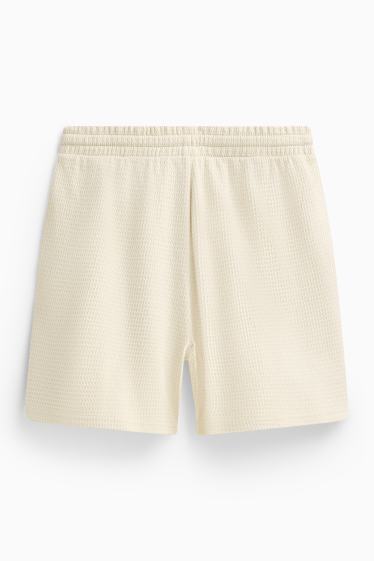 Herren - Sweatshorts - strukturiert - cremeweiß