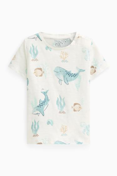 Baby: jongens - Walvis en vis - baby-T-shirt - wit
