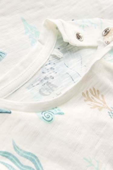 Baby: jongens - Walvis en vis - baby-T-shirt - wit