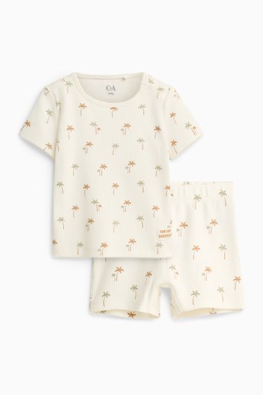 Baby Buben - Palme - Baby-Pyjama - 2 teilig - gerippt - cremefarben