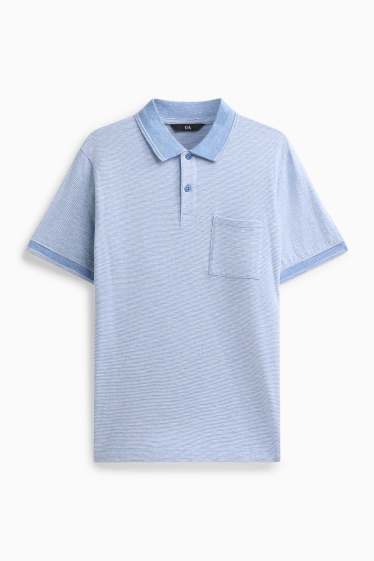Home - Polo - regular fit - de ratlles - texturat - blau
