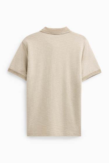 Hommes - Polo - regular fit - à rayures - finition texturée - marron clair