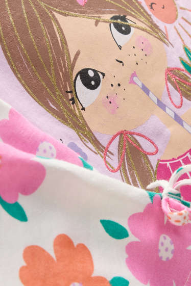 Bambine - Confezione da 2 - bambina e fiore - maglia a maniche corte - porpora
