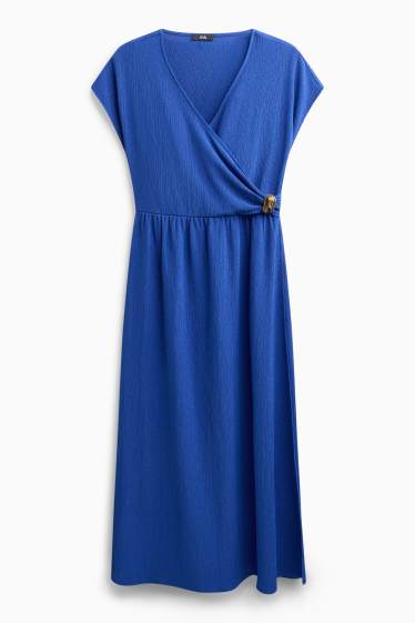 Donna - Vestito fit & flare con scollo a V - tessuto tramato - blu