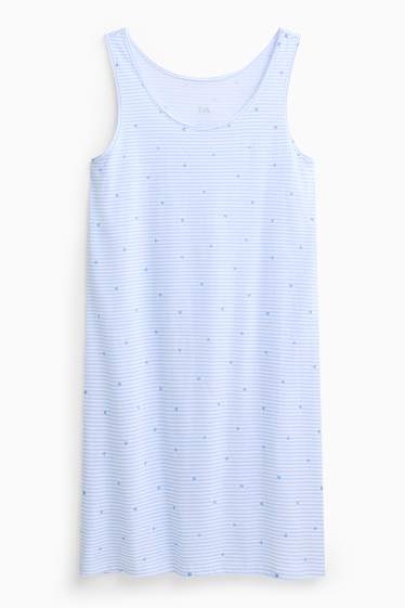 Dámské - Noční košile - pruhovaná - se vzorem - modrá