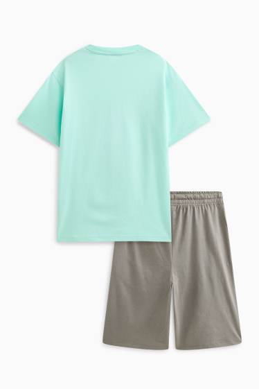 Copii - Băieți - Iepure - set - tricou cu mânecă scurtă și pantaloni scurți - 2 piese - turcoaz