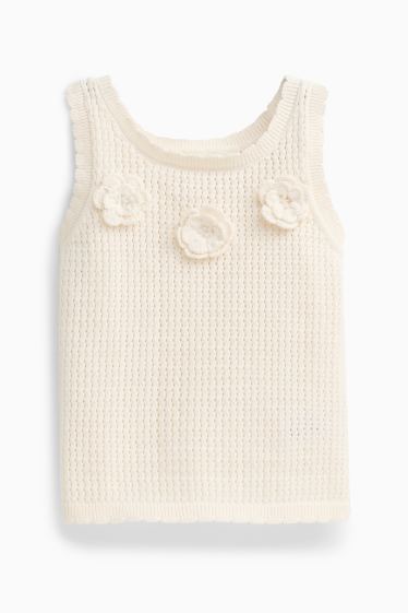 Baby: meisjes - Bloem - gehaakte babytop - crèmekleurig