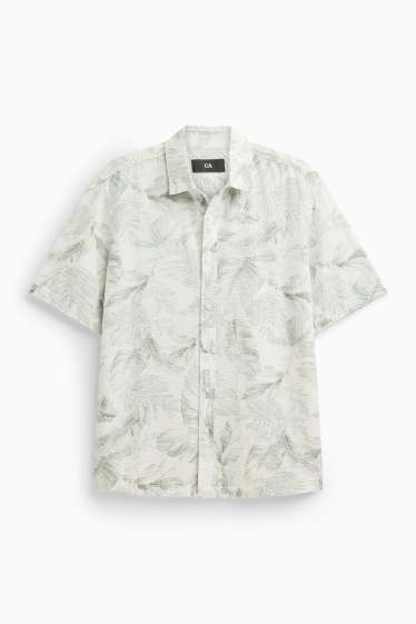 Bărbați - Cămașă - regular fit - guler Kent - cu model - alb / verde