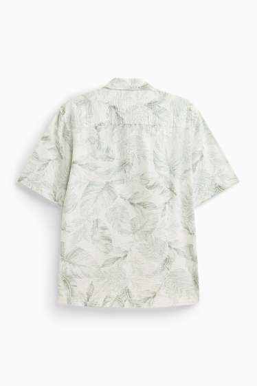 Bărbați - Cămașă - regular fit - guler Kent - cu model - alb / verde