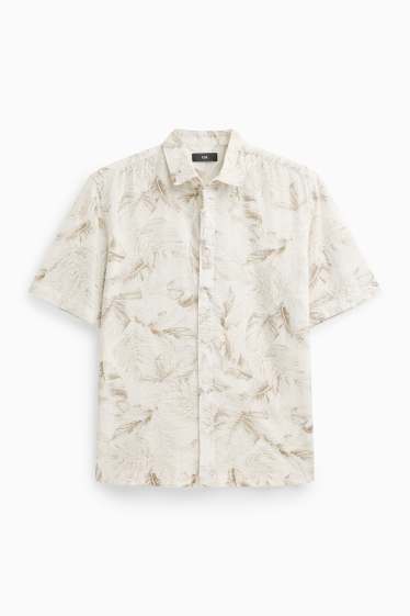 Uomo - Camicia - regular fit - collo all'italiana - fantasia - bianco / beige