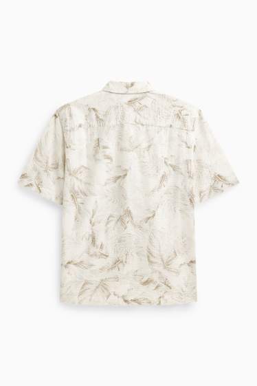 Uomo - Camicia - regular fit - collo all'italiana - fantasia - bianco / beige