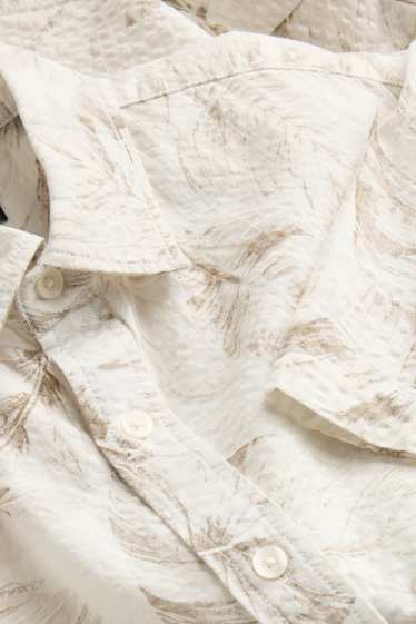 Uomo - Camicia - regular fit - collo all'italiana - fantasia - bianco / beige