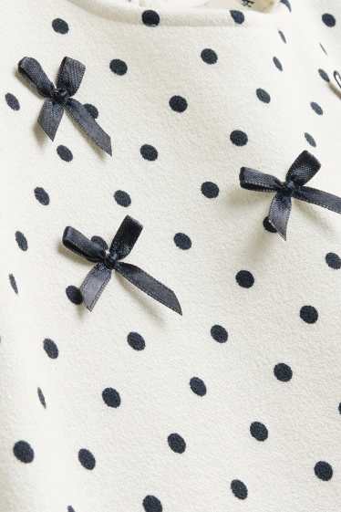 Kinder Mädchen - Kleid - gepunktet - weiss / schwarz