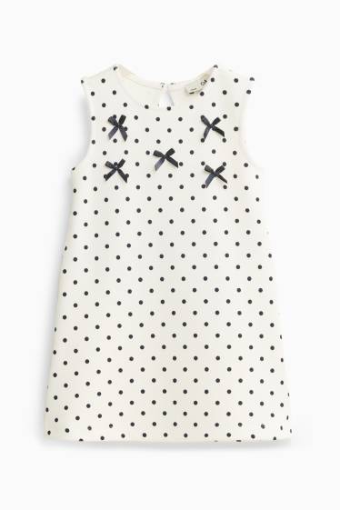 Kinder Mädchen - Kleid - gepunktet - weiss / schwarz