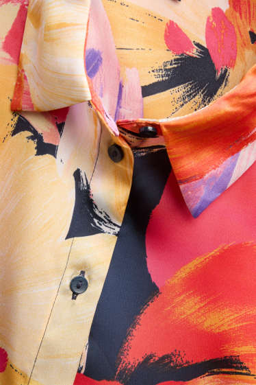 Damen - Bluse - geblümt - pink / orange