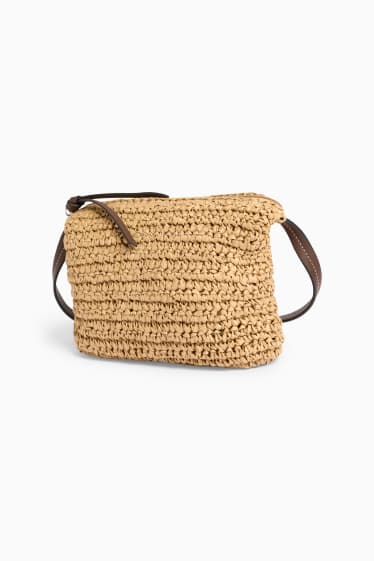 Dámské - Slaměná kabelka přes rameno - béžová