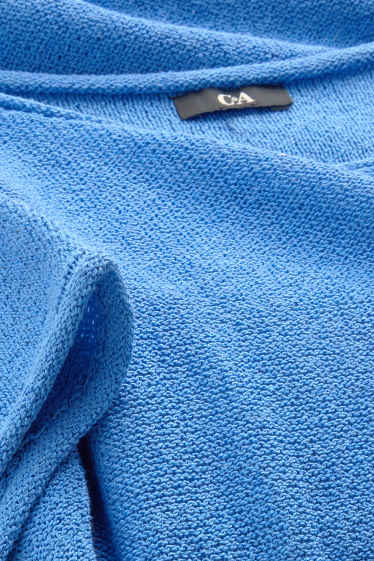 Femmes - Pull en maille - manches courtes - bleu