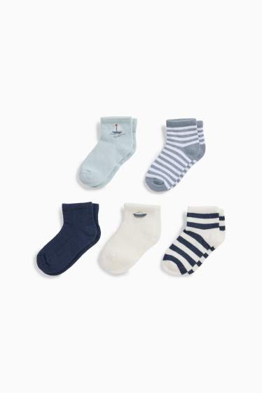 Baby Buben - Multipack 5er - Segelschiffchen - Baby-Socken mit Motiv - blau