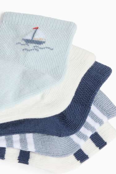 Baby Buben - Multipack 5er - Segelschiffchen - Baby-Socken mit Motiv - blau