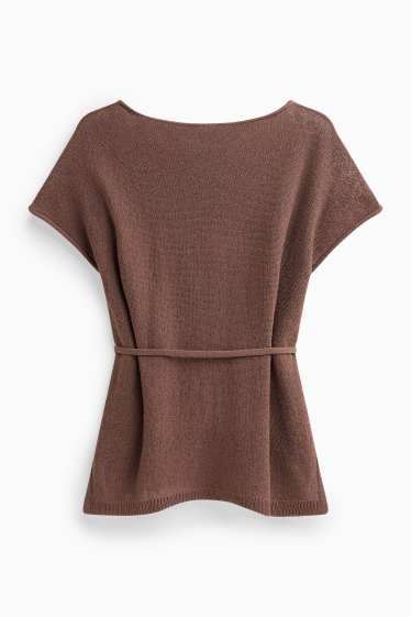 Femmes - Pull en maille - manches courtes - marron
