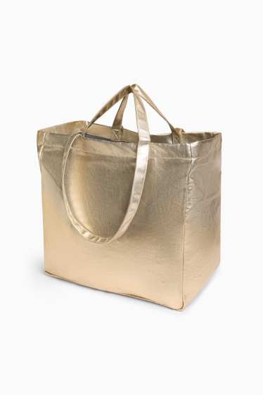 Donna - Shopper grande - effetto brillante - oro