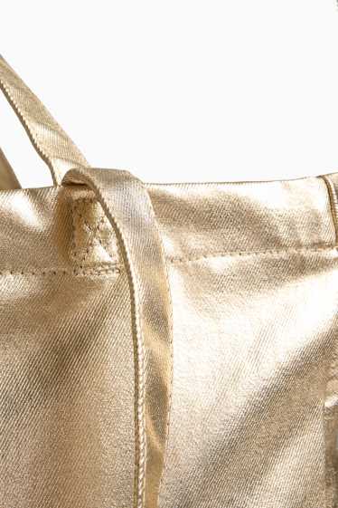 Donna - Shopper grande - effetto brillante - oro