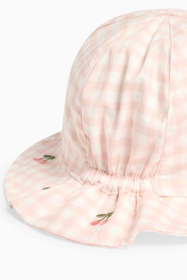 Bébés filles - Cerise - bob pour bébé - à carreaux - blanc / rose