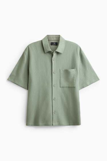 Hommes - Chemise - relaxed fit - col kent - côtelée - vert