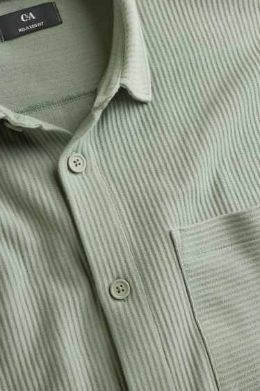 Hommes - Chemise - relaxed fit - col kent - côtelée - vert